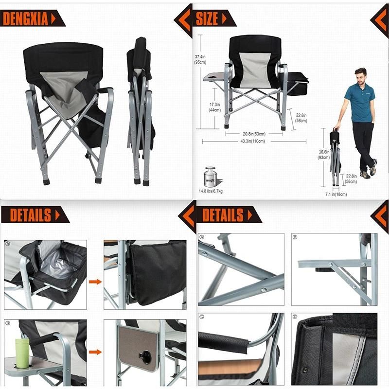 Folding Camping Chair Heavy Duty with Side Tables and Cooler Bag Director′ S Chair Outdoor Camp Chair