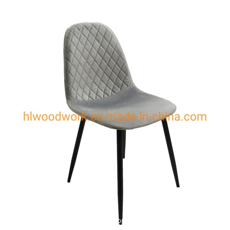 Hot Sale Modern Dining Room Chair Furniture Custom Color Antique MID-Century Yellow Velvet Fabric Dining Chairs Black Metal Leg Cheap Dining Room Chair