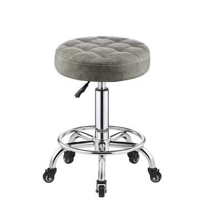 Home Cafe Bar Office Furniture PU Leather Bar Chair Hairdress Chair Salon Chair with Chromed Base