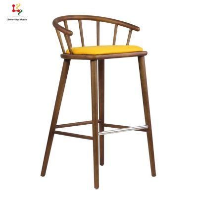 Commercial Bar Furniture Modern Wooden Frame Fabric Cushion Counter Bar Stool with Footrest