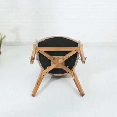 Modern Office Wooden Rufted Patchwork Fabric Dining Chair Upholstery Lounge Leisure Chair