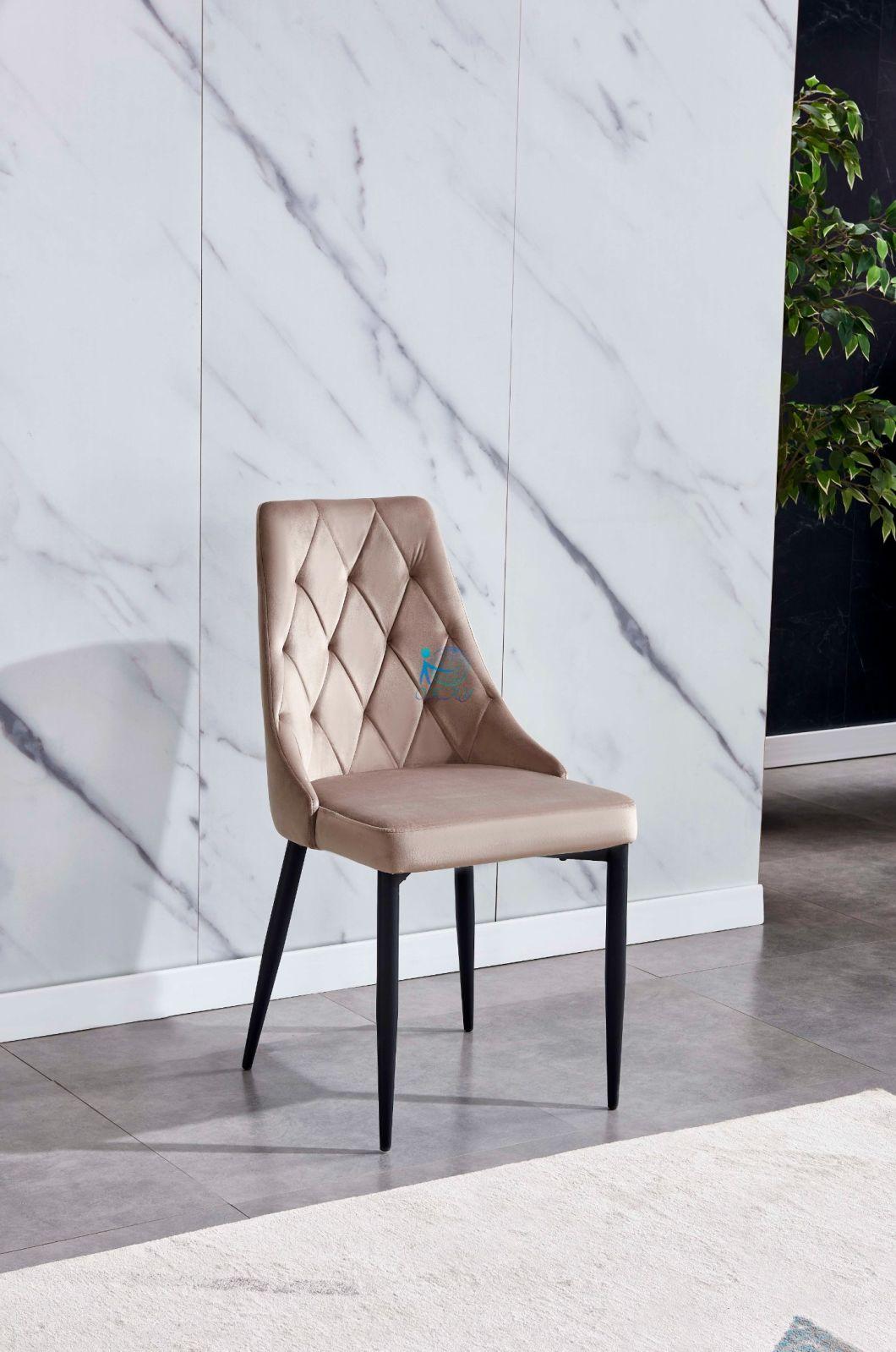 Modern Dining Room Chair Velvet Metal Legs