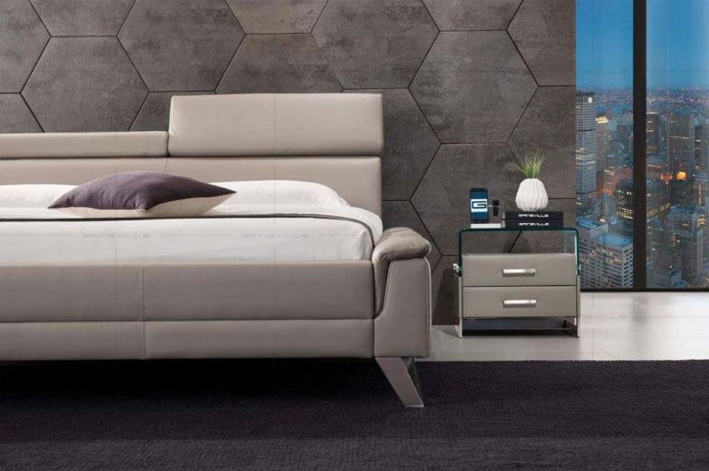 Chinese Factory Bedroom Functional Furniture King Size Leather Bedroom Furniture with Storage Box