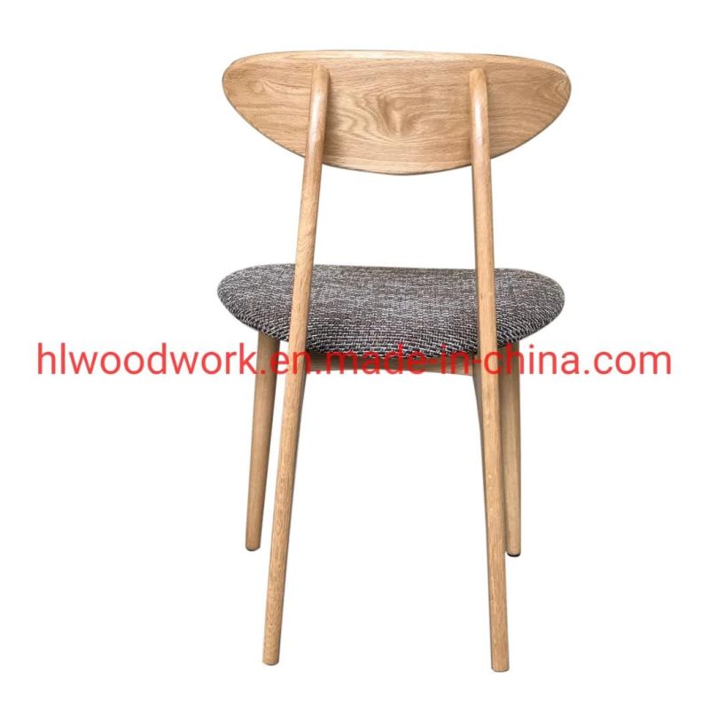 Dining Chair Oak Wood Frame Natural Color Fabric Cushion Brown Color B Style Wooden Chair Furniture Hotel Chair