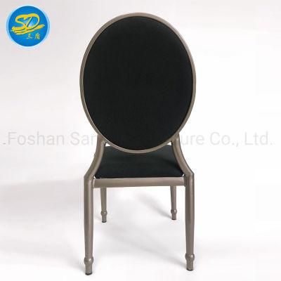 Black Fabric Wood Grain Imitation Metal Aluminum Iron Dining Chair