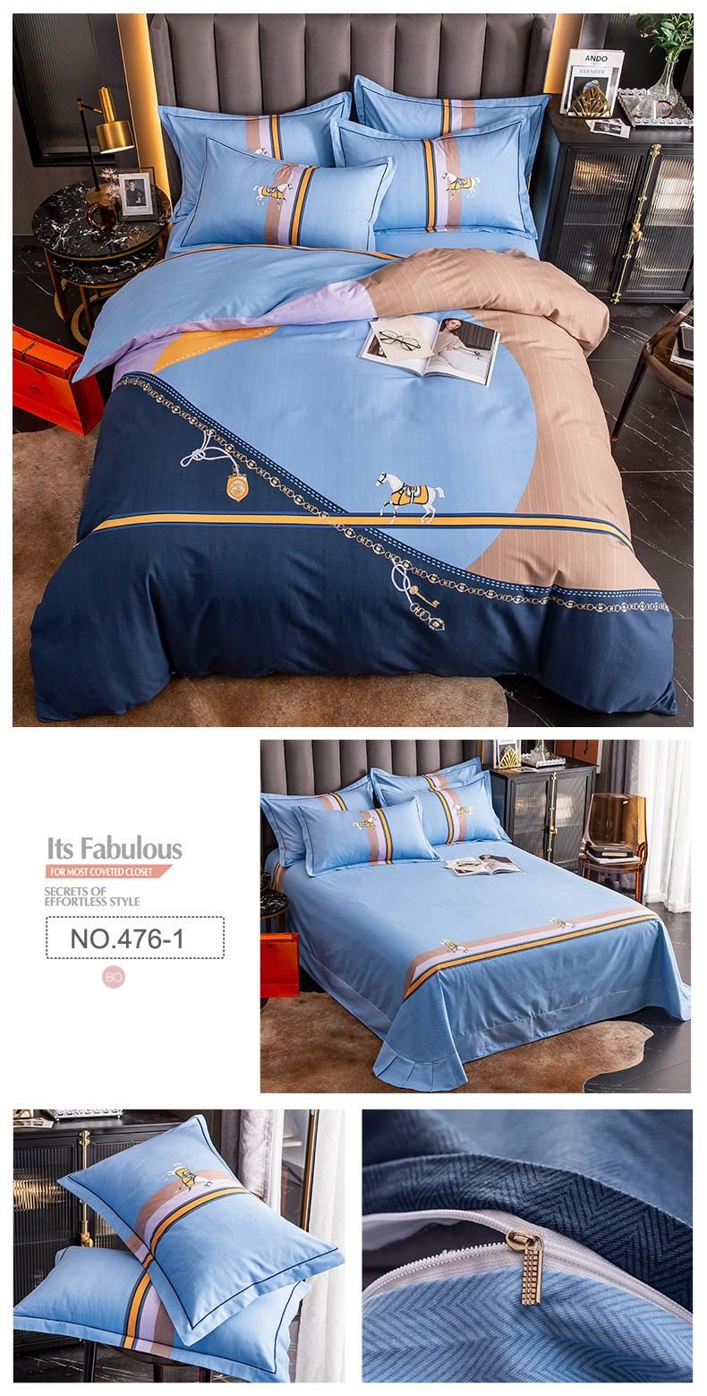 Home Decoration Good Quality Bedding Set Cotton Fabric Comfortable for 4PCS King Bed