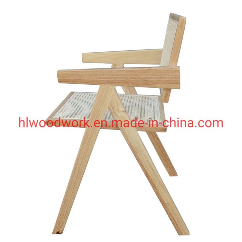 Ash Wood Natural Color with Natural Rattan Chair Dining Chair Resteraunt Chair Coffee Shop Chair