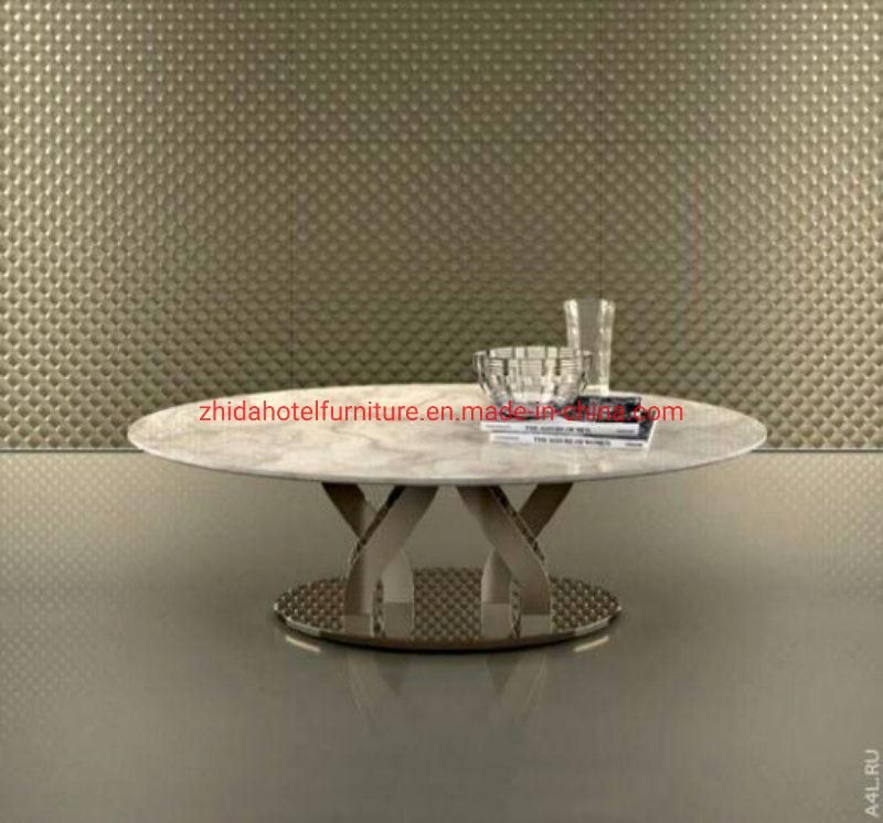 Hotel Stainless Steel Round Coffee Table Living Room Furniture Tea Table