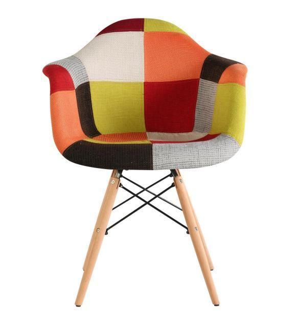 Wholesale Home Furniture Beech Wood Legs Chair Splice Design Colorful PP Fabric Dining Chair