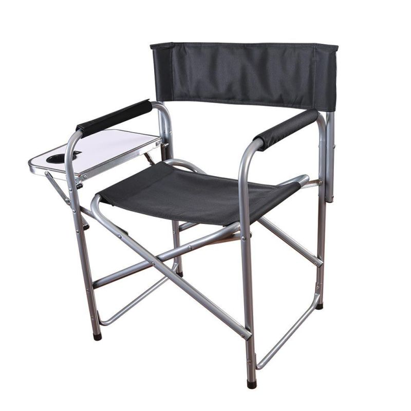 2PCS Aluminum Folding Director Chair with Side Table, Director Chair for Camping and Traveling, Beach Chair with Aluminum Frame