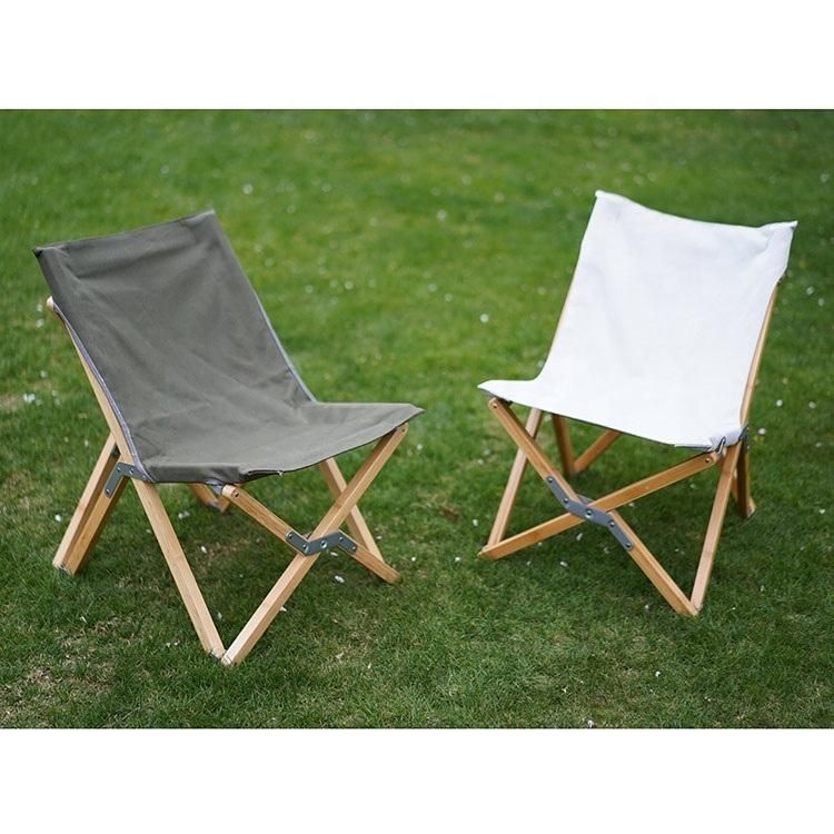 Portable Wood Beach Chair Butterfly Chair Anti-Tear Fabric Folding Outdoor Camping Chair