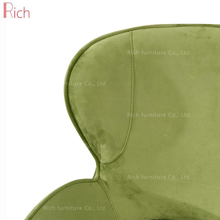 Green Restaurant Furniture Armchair Golden Stainless Steel Fabric Velvet Dining Chair