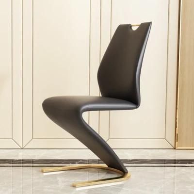 Z Shape Luxury Style Dining Chairs with Stable Metallic Legs