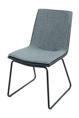 Modern Hotel Furniture Leather Fabric Upholstered Stainless Steel Legs Dining Chair