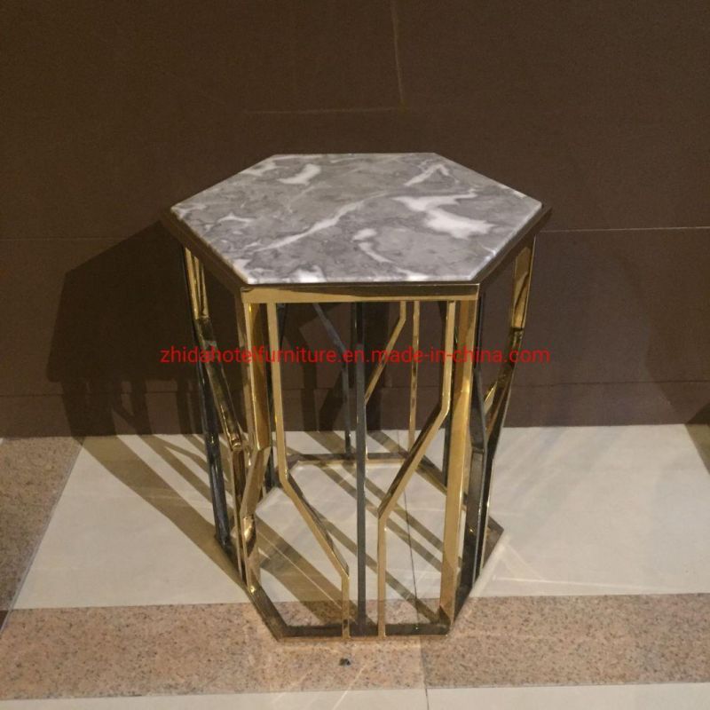 Living Room Coffee Shop Metal Marble Top Coffee Table White Coffee Table