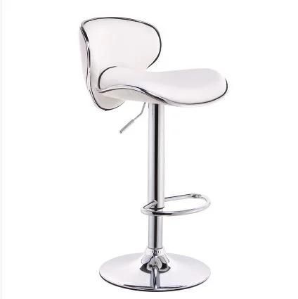 Modern Fabric Lifting 360 Swivel Barstool Faux Leather Overstuffed Comfortable Bar Chair with Metal Base