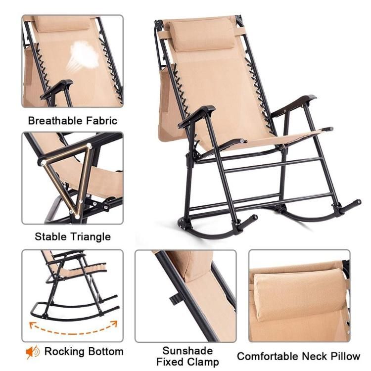 Outdoor Patio Beach Steel Frame Folding Camping Chair with Canopy