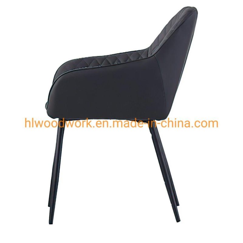 Modern Design Dining Hotel Furniture Velvet Upholstery Side Chair Dining Room Living Room Restaurant Dining Room Chair with Black Powder Coated Legs Chair