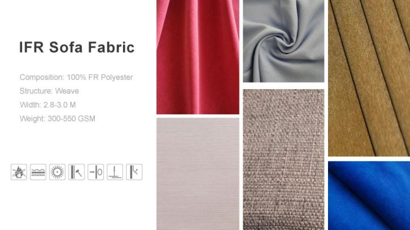 100% Inherently Flame Retardant Polyester Upholstery Sofa Fabrics for Furniture Textile