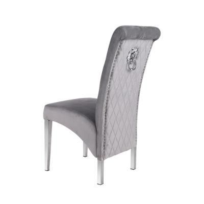 2021 Wholesale Hotel Luxury Stainless Steel Metal Frame Velvet Fabric Dining Chair for Dining Room