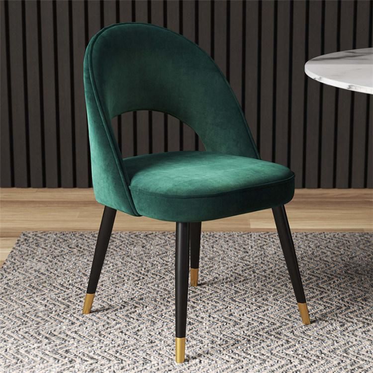 New Design Hot Sale Luxury Dining Room Furniture Black Velvet Fabric Dining Chairs with Powder Coating Legs