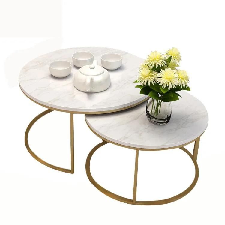 Modern Style Designs Cafe Table Luxury Dining Room Furniture Marble Top Stainless Steel Legs Table and Chair Sets Marble Coffee Table