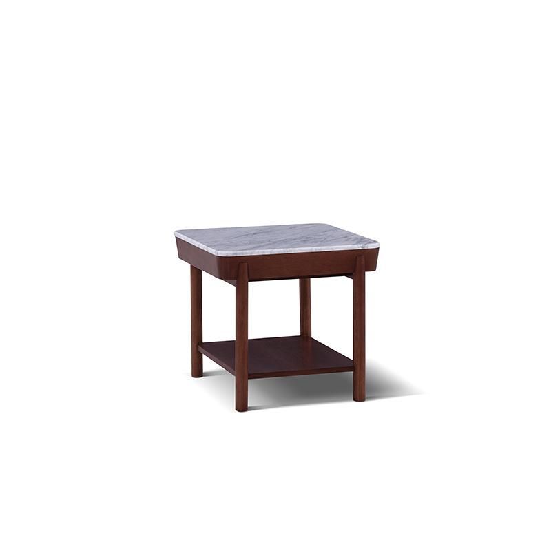 Modern Home Furniture Living Room Rectangle Side Table End Tea Table Walnut Solid Wood Square Coffee Table