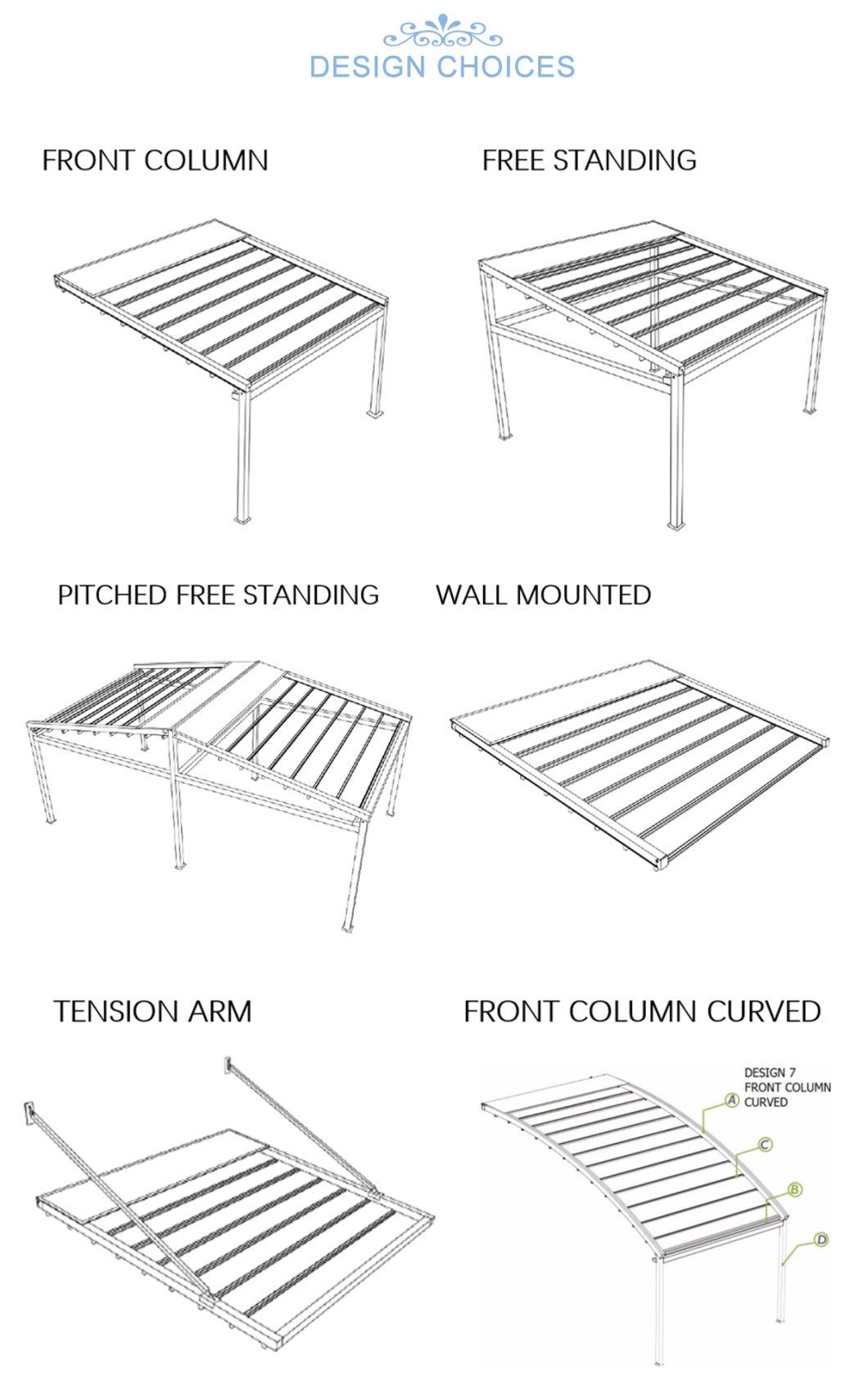 Waterproof PVC Fabric Retractable Roof Motorized Gazebo Retractable Motorized Awning with LED Lights