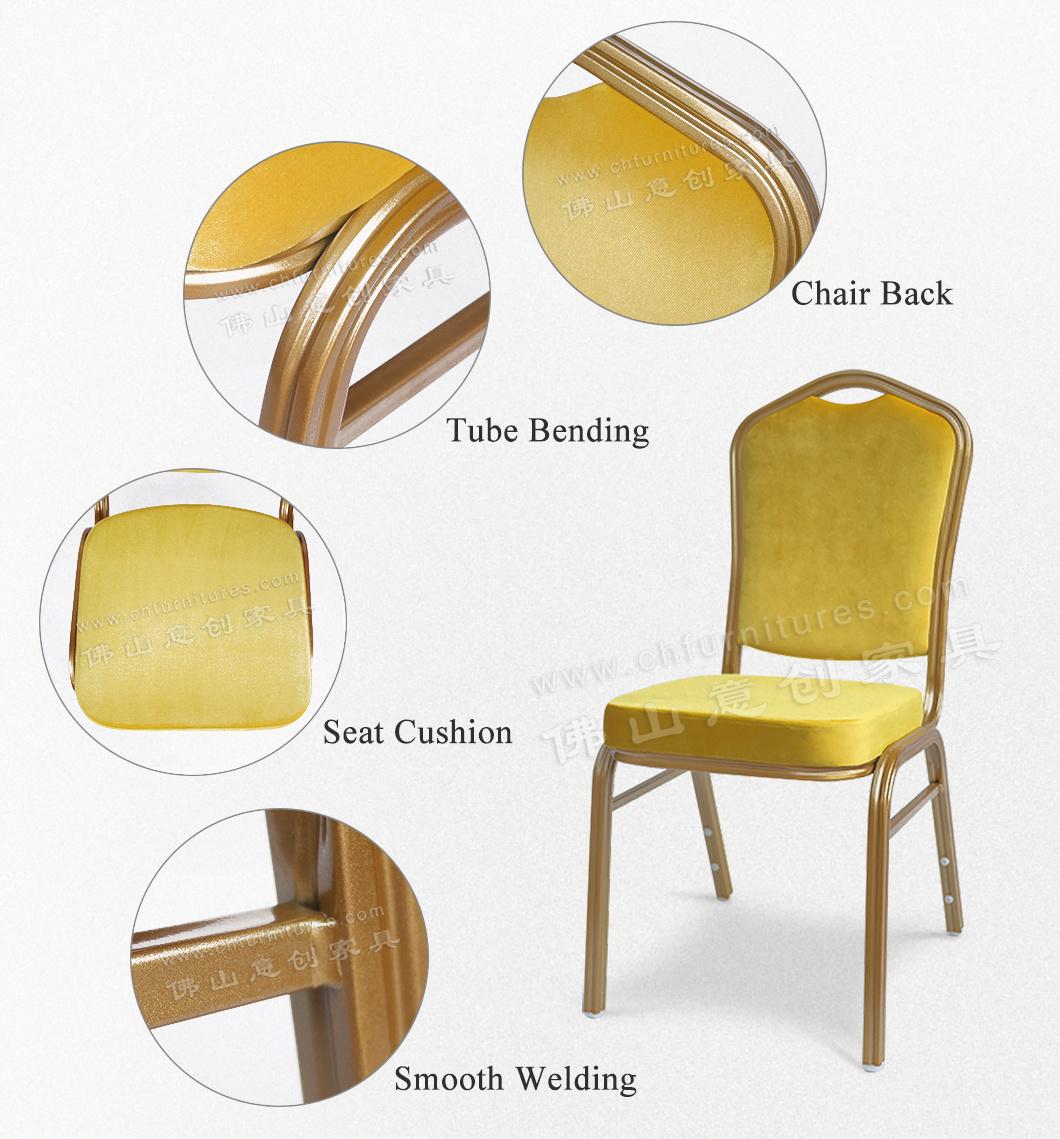 Yc-Zg30-01 Morden Yellow Fabric Gold Frame Hotel Banquet Chair