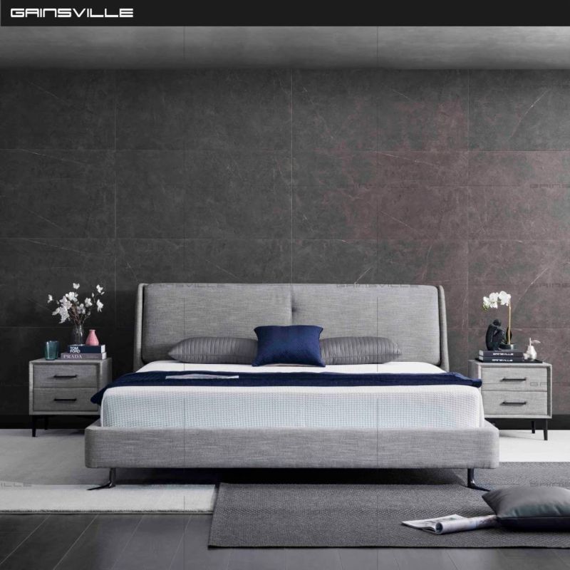 Hot Sale Italy Style New Modern Furniture Bedroom Furniture Fabric King Bed with Soft Cusion