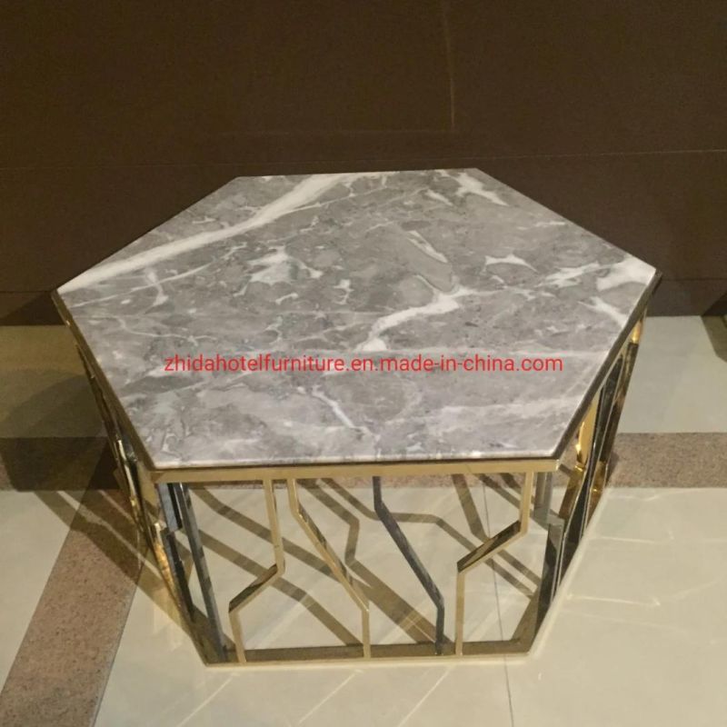 Elegant Stainless Steel Bird Nest Marble Top Coffee Table Center Table