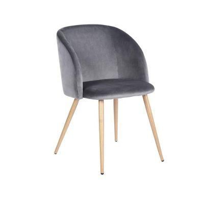 Comfortable Dining Room Furniture Grey Velvet Restaurant Dining Wood Chair