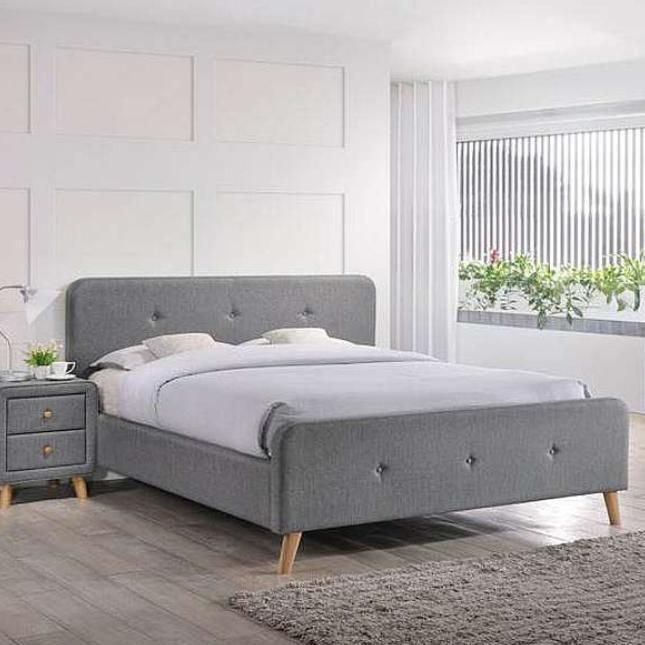 Latest Fashion Design Bedroom Furniture Modern Single Fabric Bed with High Headboard