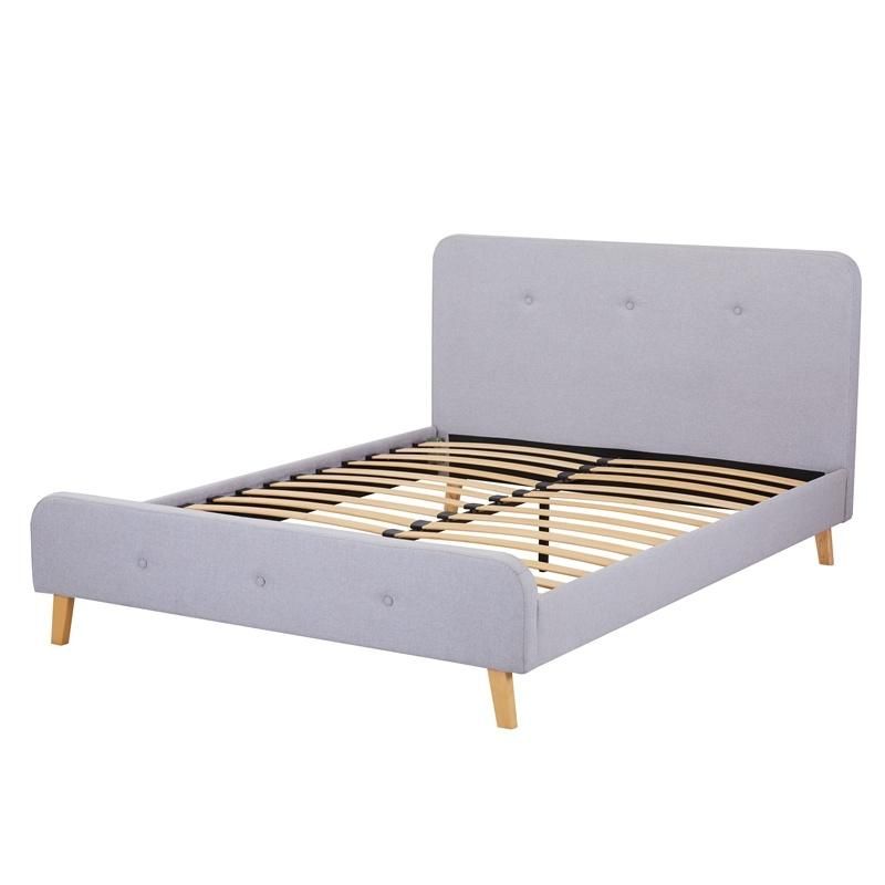 Latest Fashion Design Bedroom Furniture Modern Single Fabric Bed with High Headboard