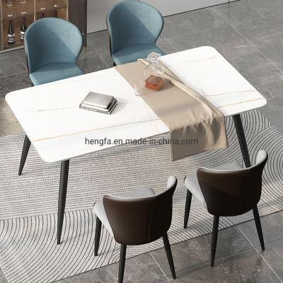 Modern Home Restaurant Furniture Metal Hardware Fabric Dining Chairs