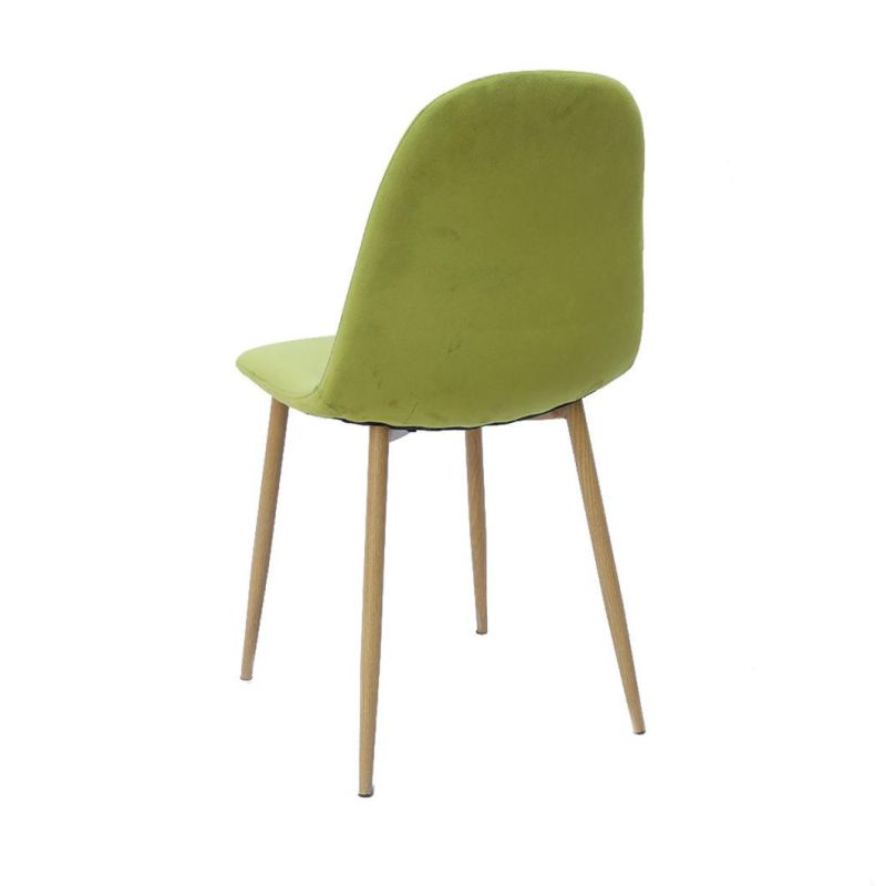 Wholesale Home Furniture Colored Velvet Fabric Dining Chair with Paper Metal Legs