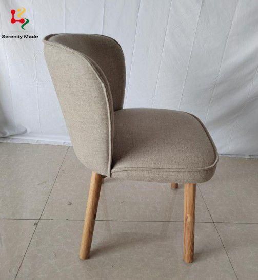 Modern Simple Design Armless Fabric Dining Chair with Wooden Legs