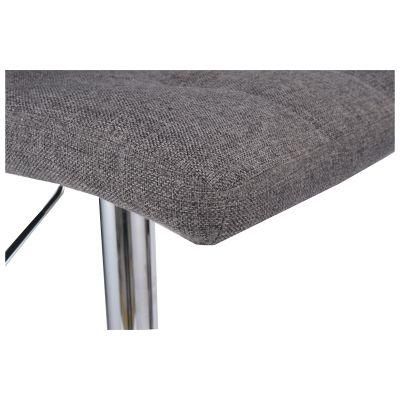 Modern Double Needle Sewing Adjustable Chrome Footrest and Base Fabric Seat High Bar Stools for Bar Counter Kitchen and Home