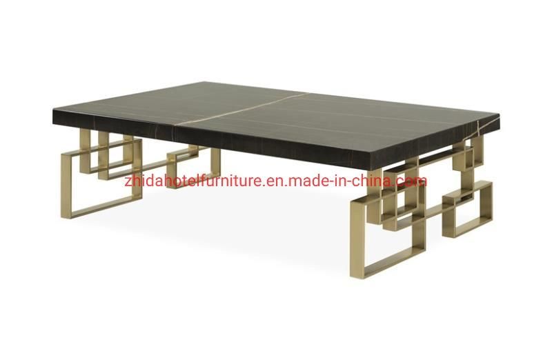 Modern Design Living Room Furniture Golden Metal Frame Glass Coffee Table