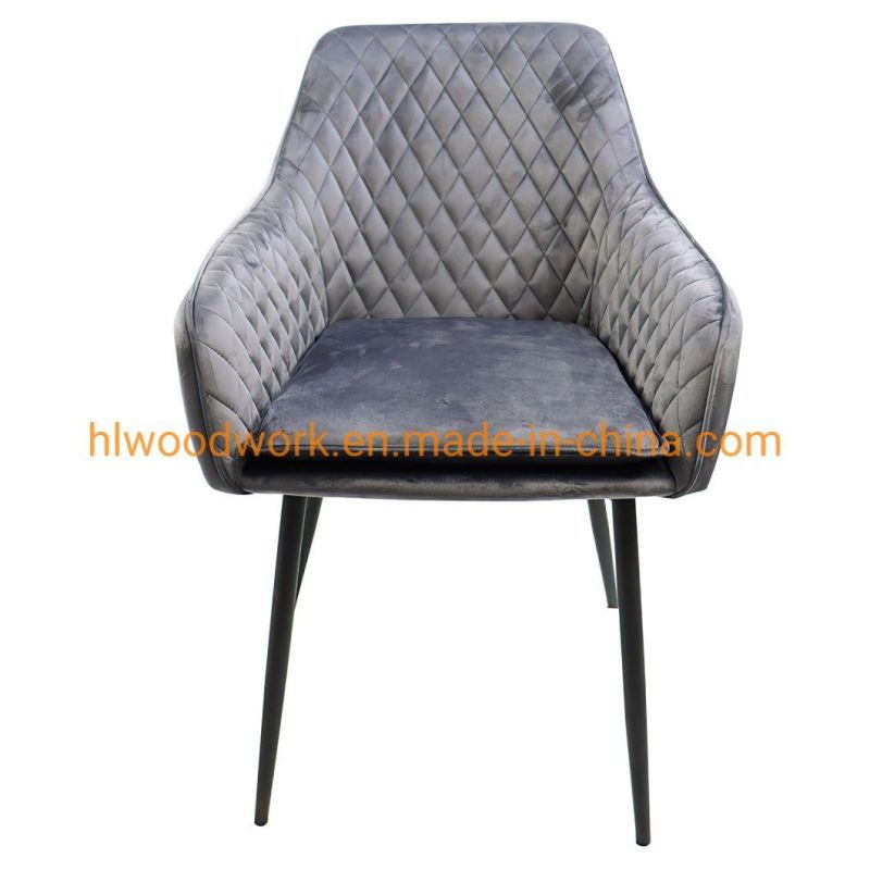 Living Room Furniture Wholesale Factory Home Furniture Fabric Steel Tube Leg Metal Dining Chair Dining Room Furniture Luxury Metal Legs Upholstered Dining Chair