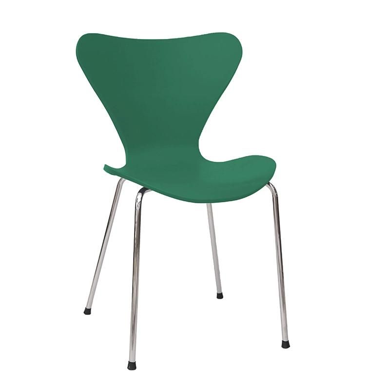 Modern Nordic Outdoor Furniture PP Plastic Chair Cheap PP Dining Chair with Chrome Plated Metal Legs