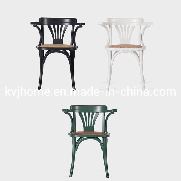 Kvj-7023 Saudi Arabia Style Oak Wood Windsor Dining Chair with Rattan Seat