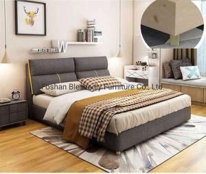 Solid Wood Bed Frame Wooden Linen Bed Apartment Fabric Bed