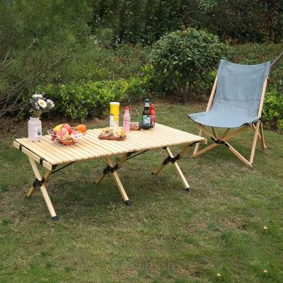 Outdoor Camping Folding Wooden Table Garden Portable Egg Roll Table