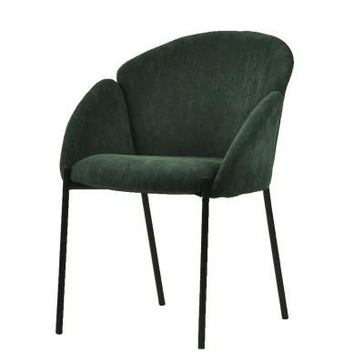 Luxury Green Fabric Soft Seat Round Back Dining Chair Armchair