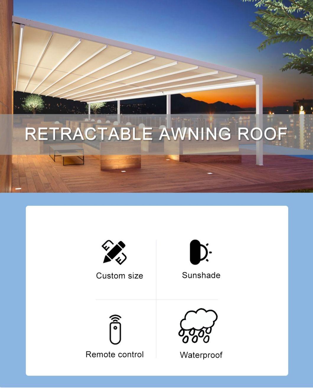 Waterproof Aluminum Backyard Gazebo Canopy Cover PVC Pergola Fabric Roof Modern Retractable Awning for Outdoor