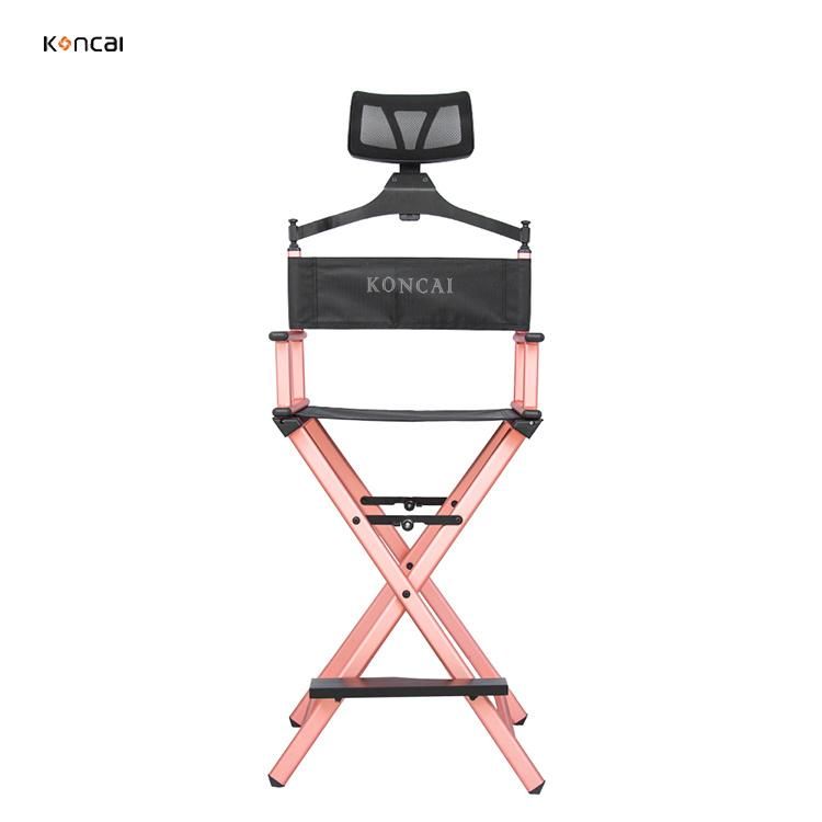 Koncai Best Selling Aluminum Folding Chair Makeup Case Chair Beauty Salon Chair with Headrest