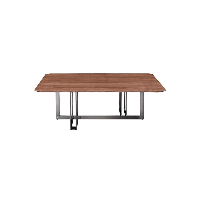 High Quality Modern Wooden Home Furniture Living Room Center Table Metal Leg Square Coffee Table