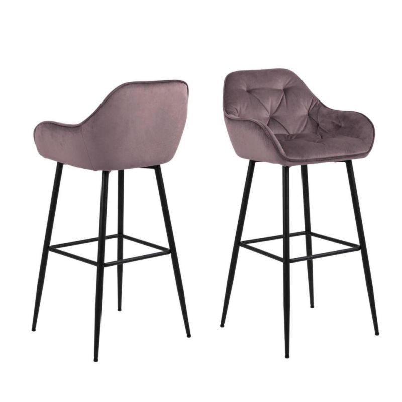 Modern Bar Stools and Restaurant Dining Chair Sets Velvet Fabric Bar Chair