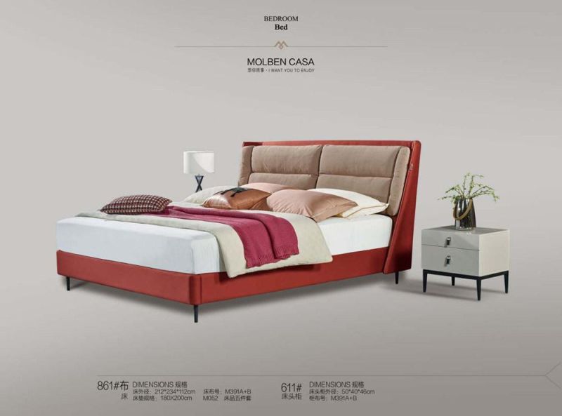 Wholesale Solid Wooden Bed Upholstered PU Leather King Size Bed